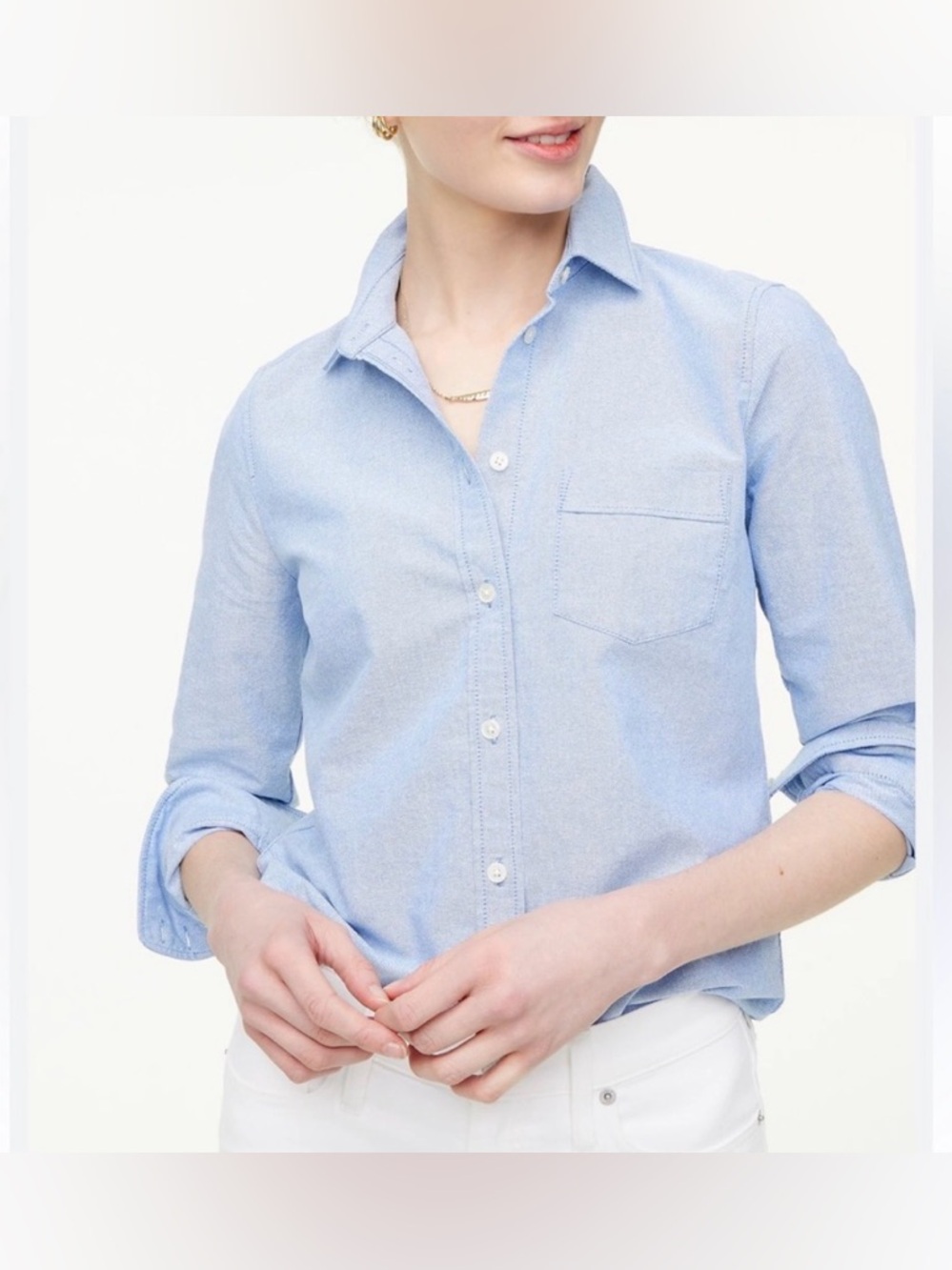 J. Crew Mercantile light Blue Button Down Oxford Shirt women XS preppy Collar